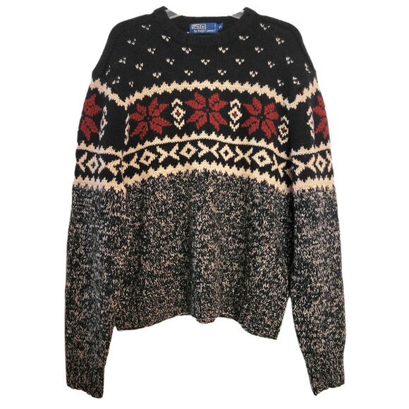 Polo Ralph Lauren Hand Knit Lambs Wool Silk Snowflake Sweater - Picture 3 of 6